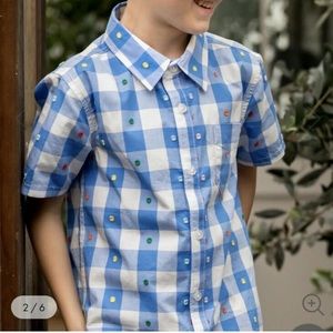 NWOT: Hanna Andersson Boy 8 / 130cm Celebrate Spring Woven Button-down Shirt
